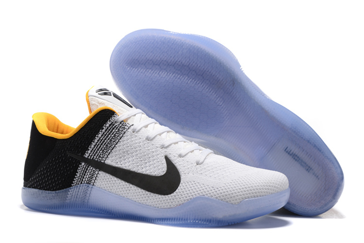 Nike Kobe 11 Flyknit White Black Yellow Shoes
